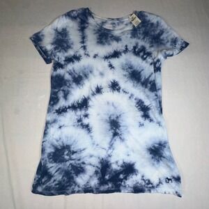 PINK Victoria's Secret Perfect Crew Neck Short Sleeve TShirt Blue Tie Dye Size S